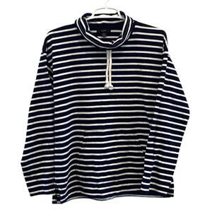 J.CREW Womens Pullover Sweater Size Small Sweatshirt Navy Blue Striped Nautical